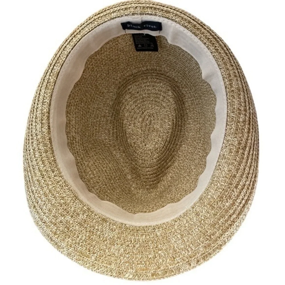 Black Rivet Women’s Woven Fedora Derby Hat Floral Trim Western Boho‎